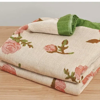 Coperta estiva in fibra di bambù con rose rurali