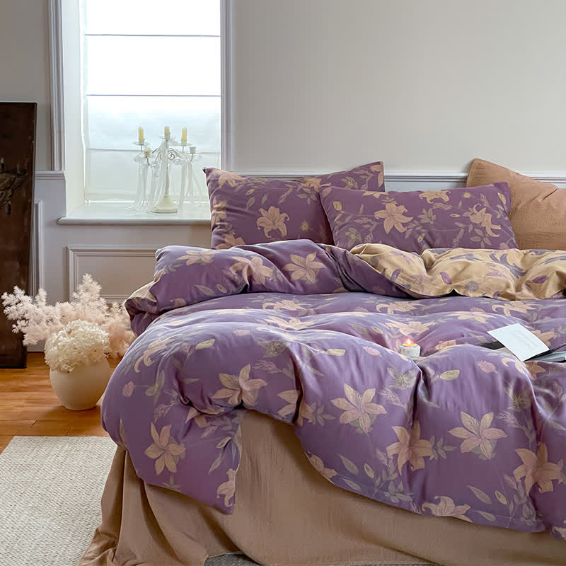 Set di biancheria da letto in garza di cotone con motivo floreale Lily