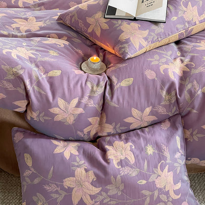 Set di biancheria da letto in garza di cotone con motivo floreale Lily