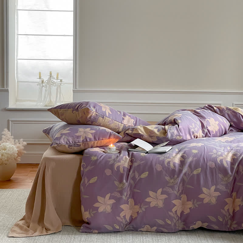 Set di biancheria da letto in garza di cotone con motivo floreale Lily