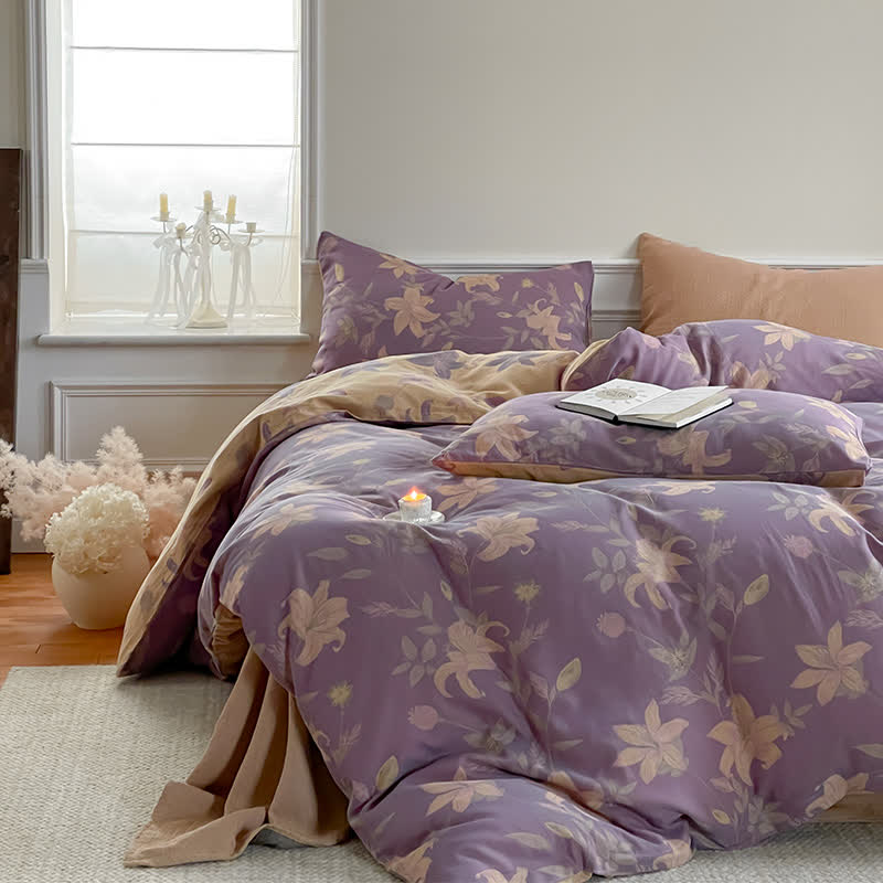 Set di biancheria da letto in garza di cotone con motivo floreale Lily