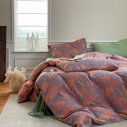 Set di biancheria da letto in garza di cotone con motivo pastorale Lotus (4 pezzi)