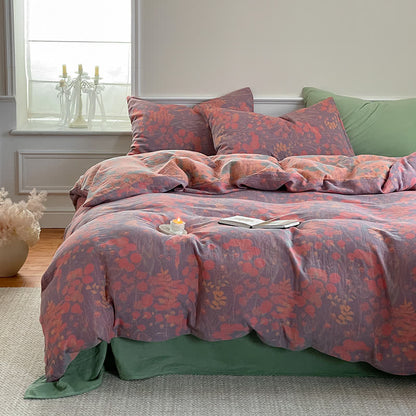 Set di biancheria da letto in garza di cotone Lotus Pond (4 pezzi)