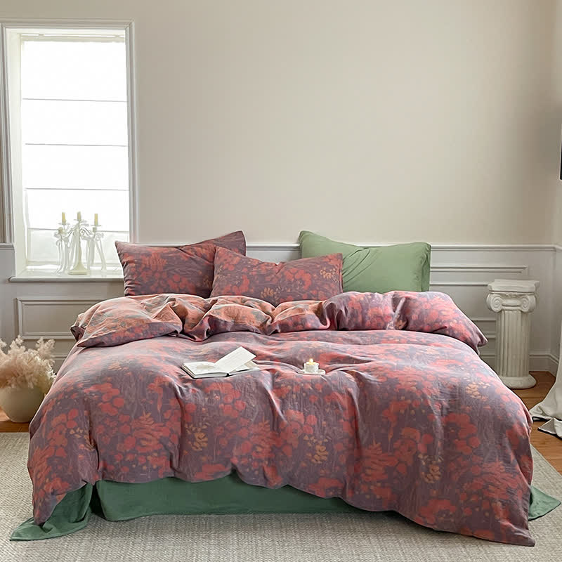 Set di biancheria da letto in garza di cotone Lotus Pond (4 pezzi)