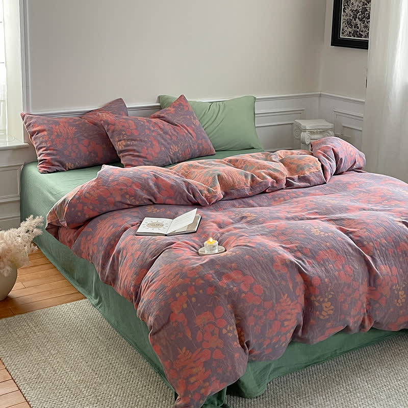 Set di biancheria da letto in garza di cotone Lotus Pond (4 pezzi)