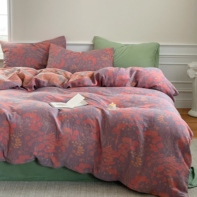 Set di biancheria da letto in garza di cotone Lotus Pond (4 pezzi)