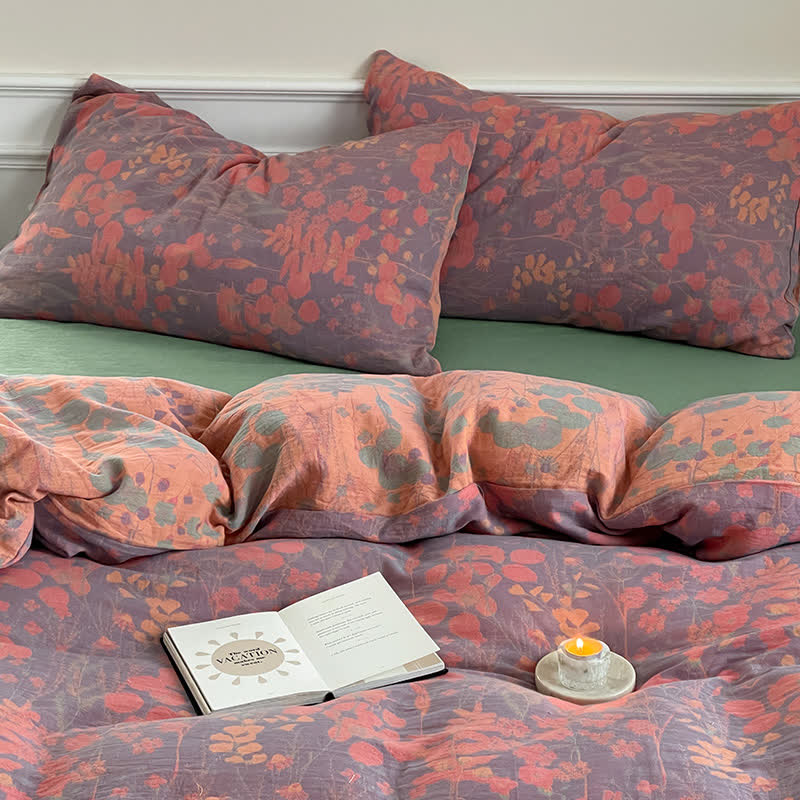 Set di biancheria da letto in garza di cotone Lotus Pond (4 pezzi)