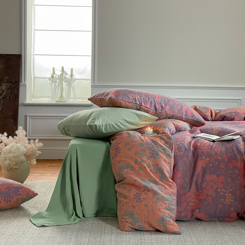 Set di biancheria da letto in garza di cotone Lotus Pond (4 pezzi)