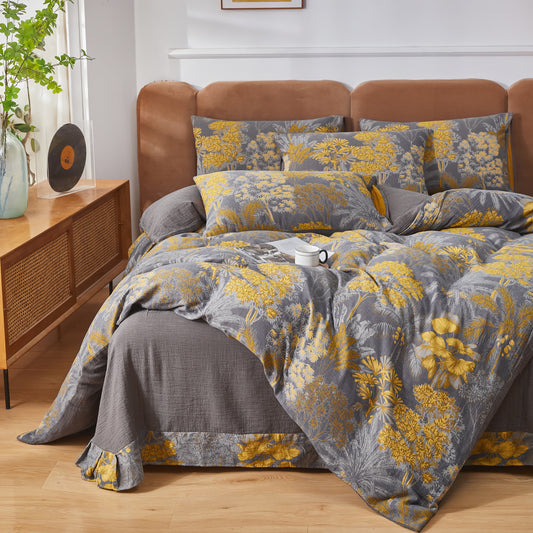 Set di biancheria da letto in garza di cotone stile naturale (4 pezzi)