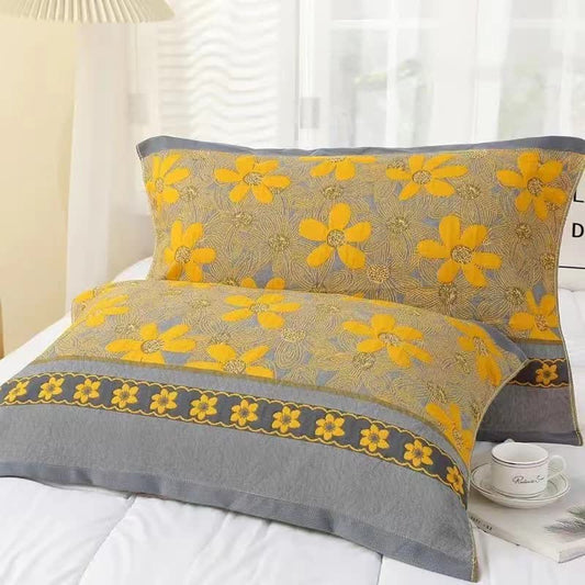 Cuscino in garza di cotone con fiori rustici (2 pezzi)
