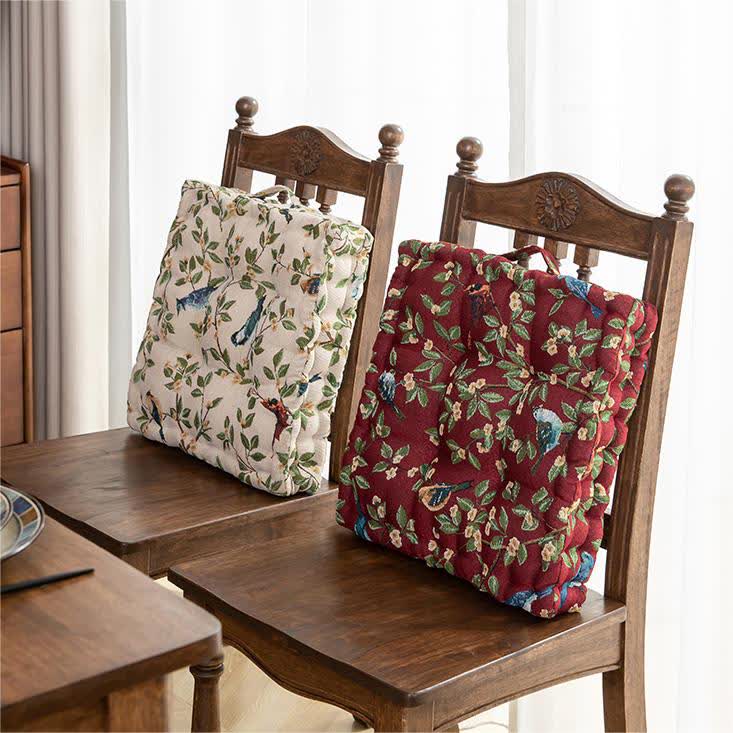 Cuscino per sedia in jacquard con motivo a foglie di uccello