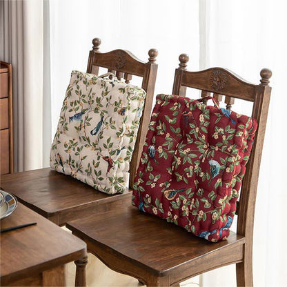 Cuscino per sedia in jacquard con motivo a foglie di uccello