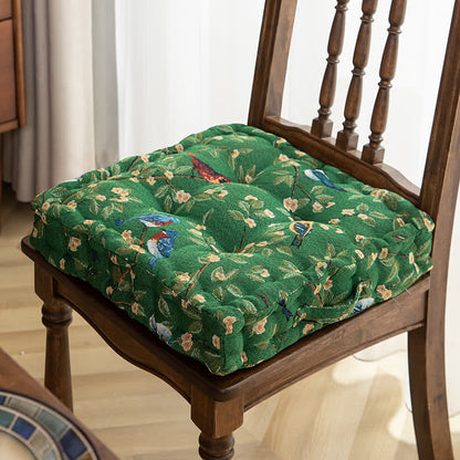 Cuscino per sedia in jacquard con motivo a foglie di uccello