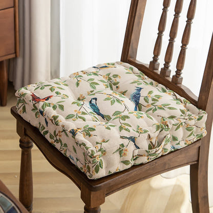 Cuscino per sedia in jacquard con motivo a foglie di uccello