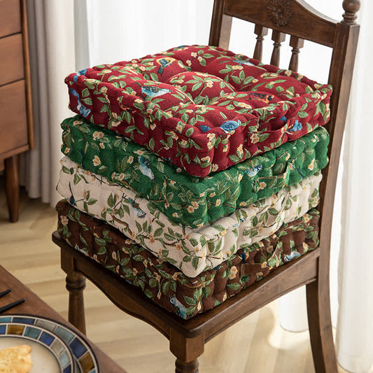 Cuscino per sedia in jacquard con motivo a foglie di uccello