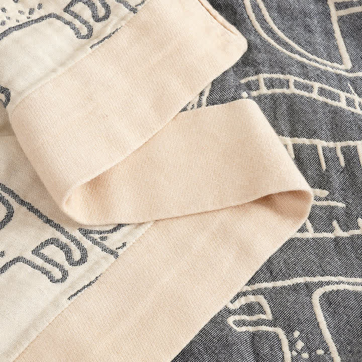 Coperta reversibile trapuntata in cotone con stampa di gatto Ownkoti