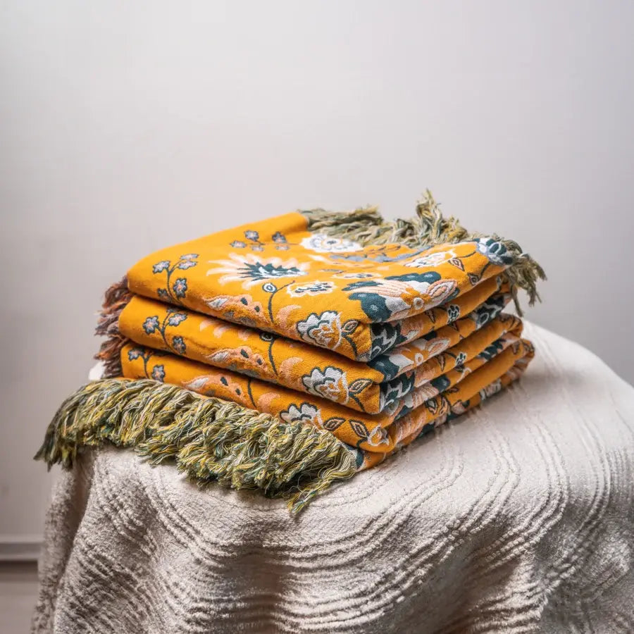 Coperta vintage Ownkoti con motivo floreale per divano