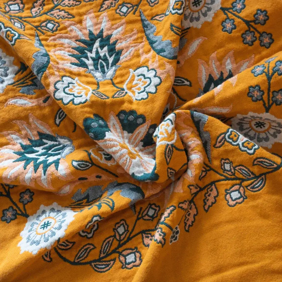 Coperta vintage Ownkoti con motivo floreale per divano