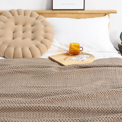 Coperta in maglia con nappe, semplice e tinta unita, Ownkoti