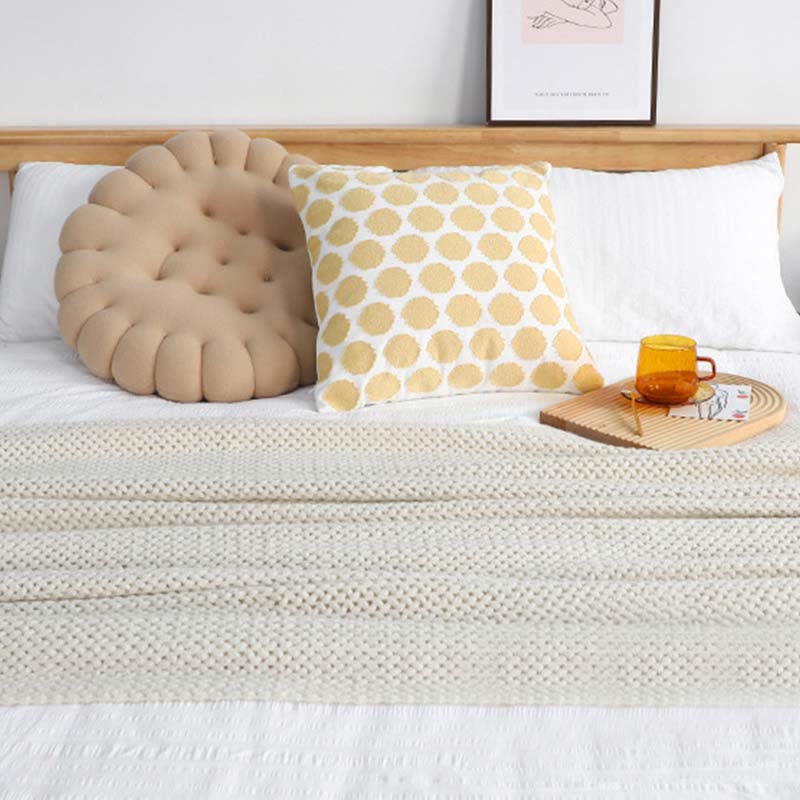 Coperta in maglia con nappe, semplice e tinta unita, Ownkoti