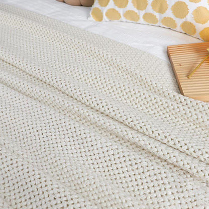 Coperta in maglia con nappe, semplice e tinta unita, Ownkoti
