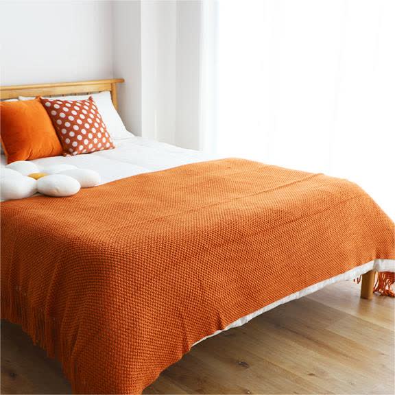 Coperta in maglia con nappe, semplice e tinta unita, Ownkoti
