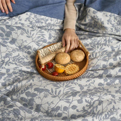 Set di biancheria da letto in garza di cotone a doppio strato floreale (4 pezzi)