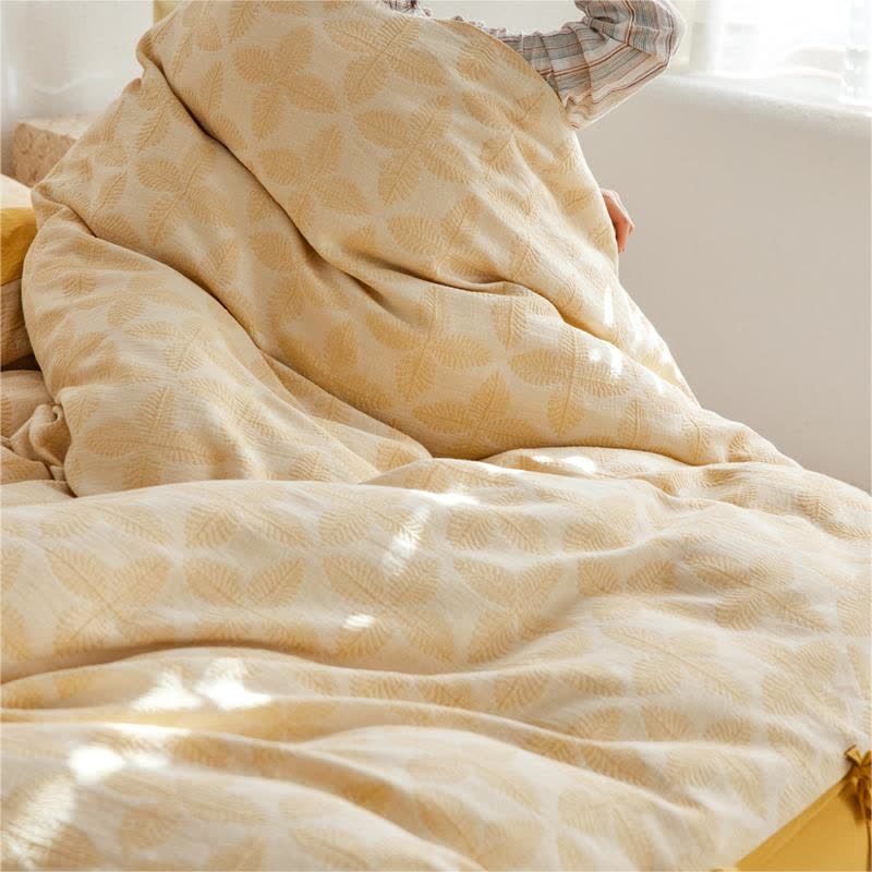 Set di biancheria da letto in garza di cotone con cravatta jacquard (4 pezzi)