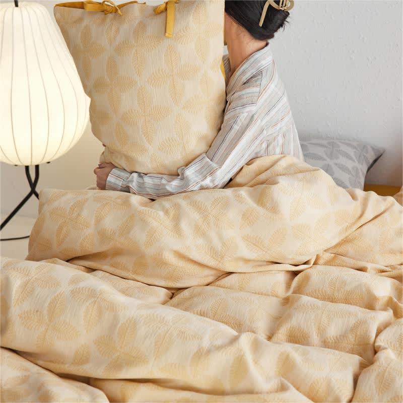 Set di biancheria da letto in garza di cotone con cravatta jacquard (4 pezzi)