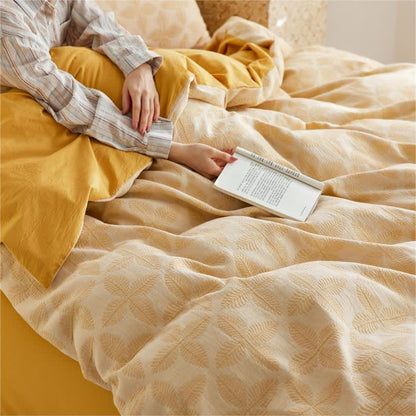 Set di biancheria da letto in garza di cotone con cravatta jacquard (4 pezzi)
