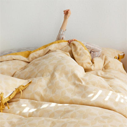 Set di biancheria da letto in garza di cotone con cravatta jacquard (4 pezzi)