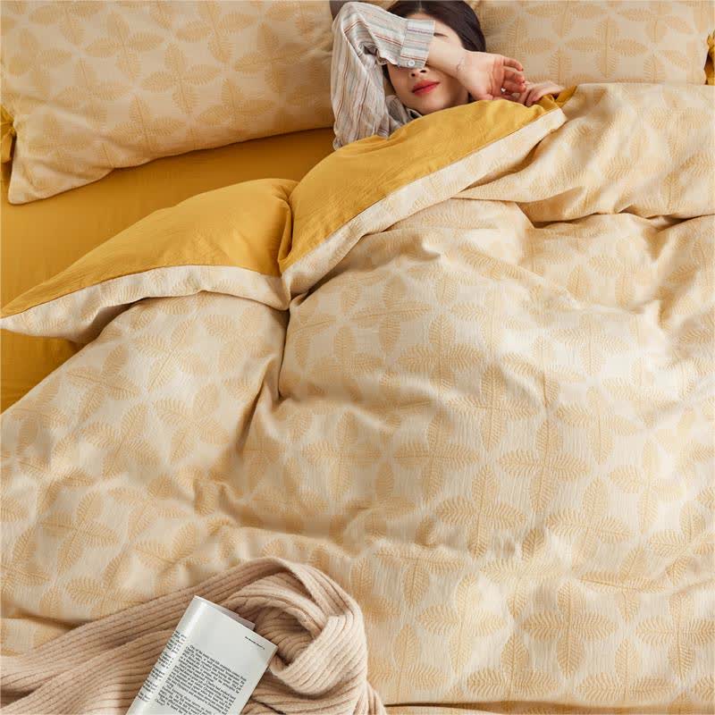 Set di biancheria da letto in garza di cotone con cravatta jacquard (4 pezzi)