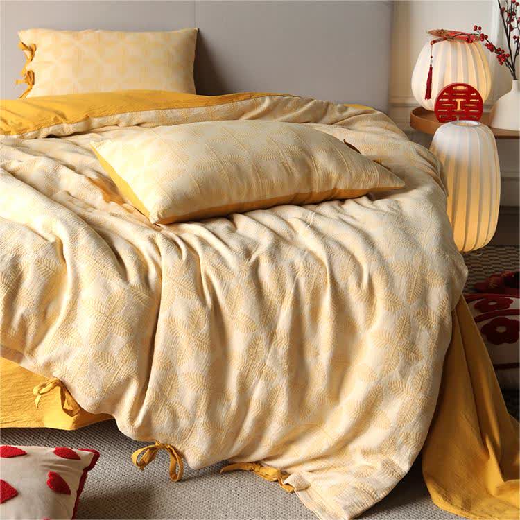 Set di biancheria da letto in garza di cotone con cravatta jacquard (4 pezzi)