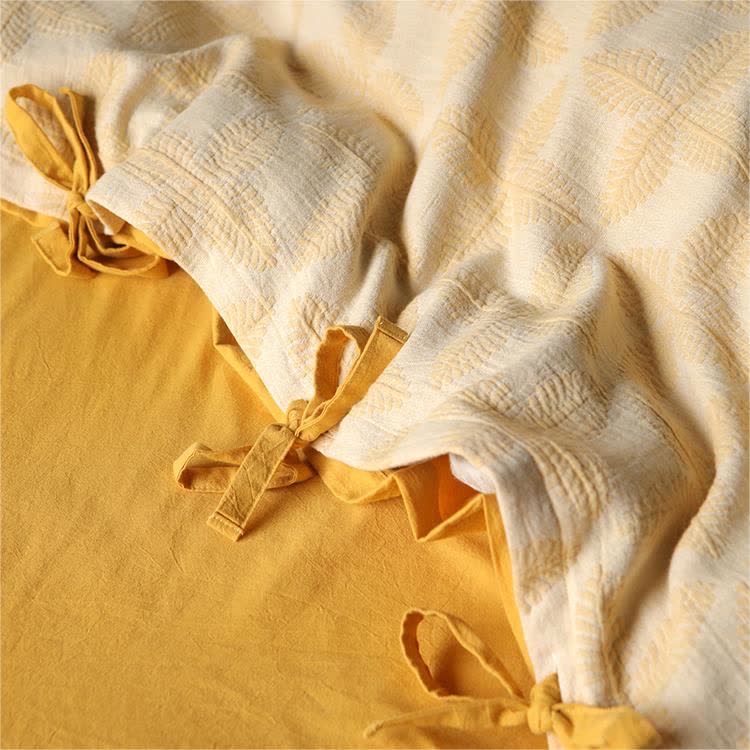 Set di biancheria da letto in garza di cotone con cravatta jacquard (4 pezzi)