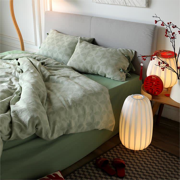 Set di biancheria da letto in garza di cotone con cravatta jacquard (4 pezzi)