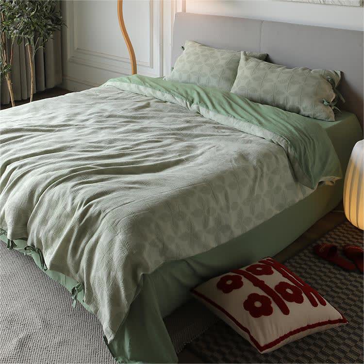Set di biancheria da letto in garza di cotone con cravatta jacquard (4 pezzi)