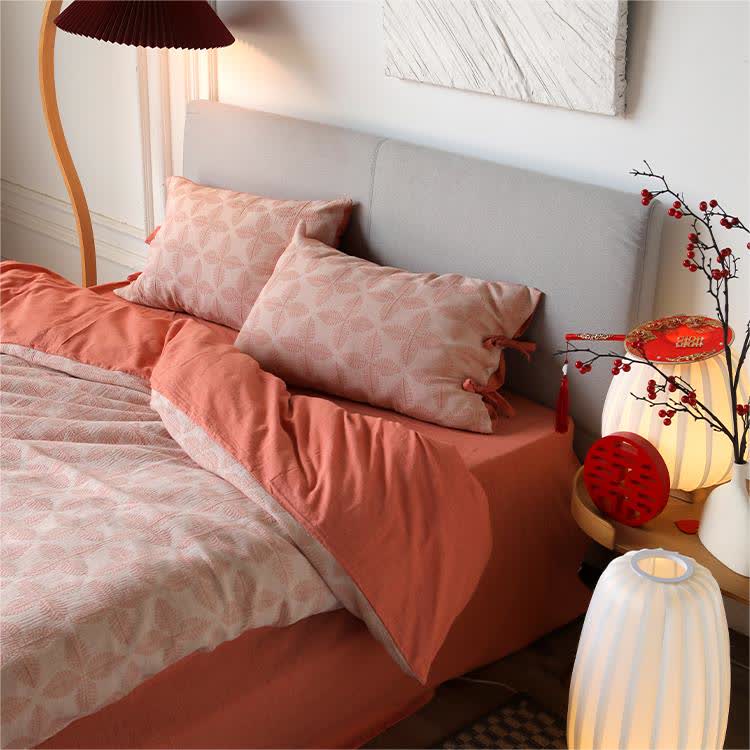 Set di biancheria da letto in garza di cotone con cravatta jacquard (4 pezzi)