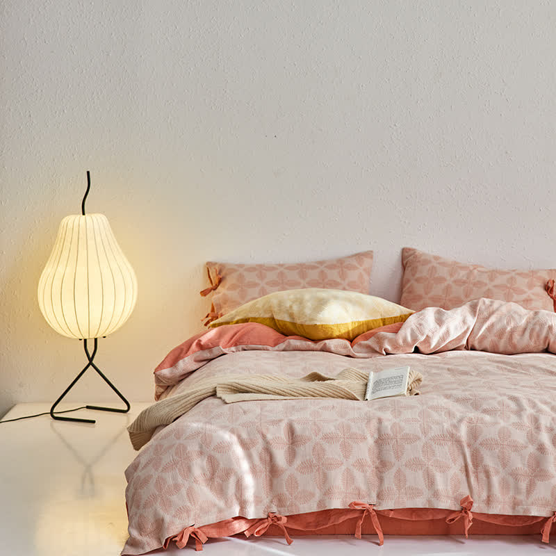 Set di biancheria da letto in garza di cotone con cravatta jacquard (4 pezzi)