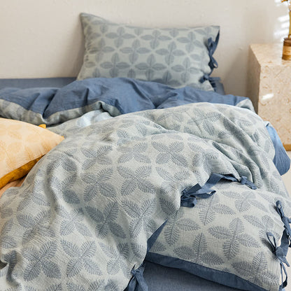 Set di biancheria da letto in garza di cotone con cravatta jacquard (4 pezzi)