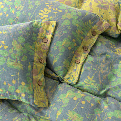 Set di biancheria da letto con bottoni in garza di cotone Lotus Pond (4 pezzi)