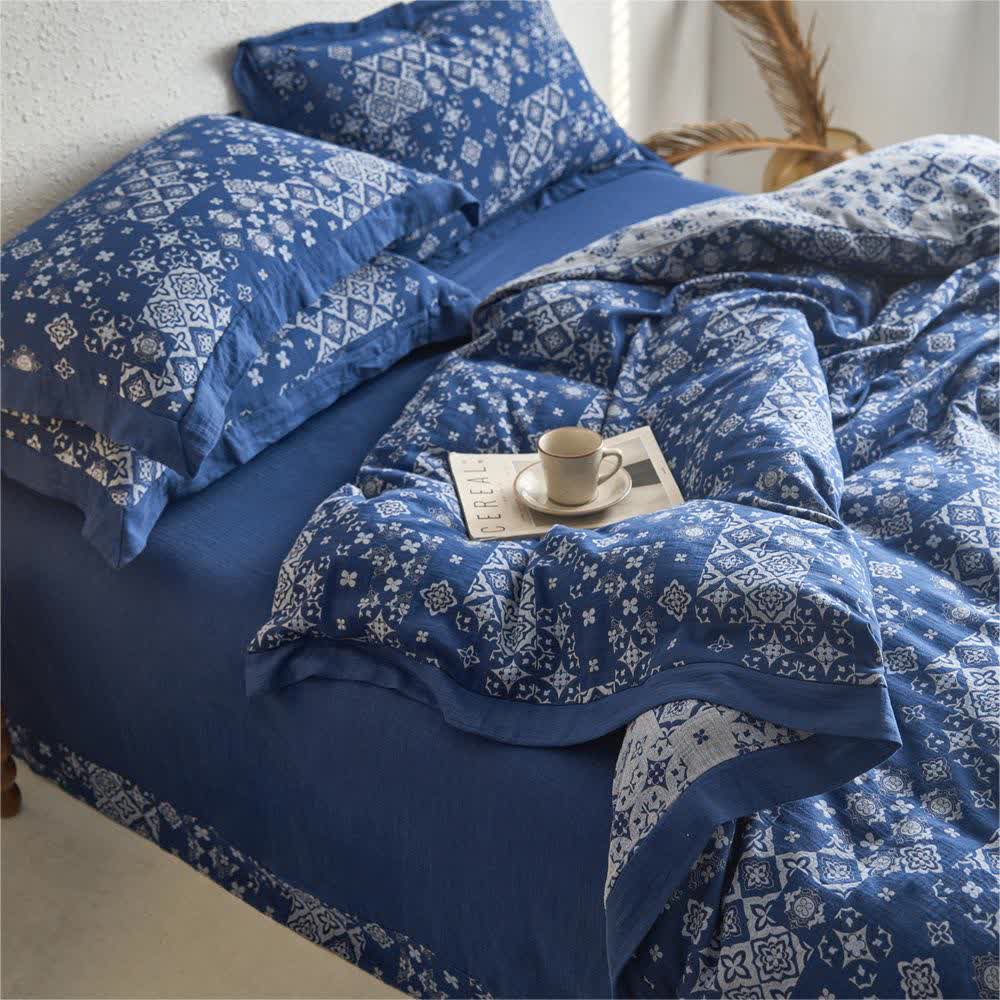 Set di biancheria da letto in garza vintage di puro cotone (4 pezzi)
