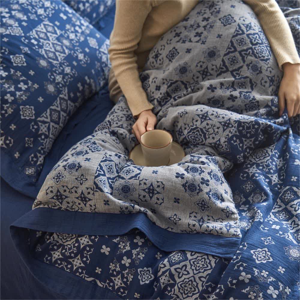 Set di biancheria da letto in garza vintage di puro cotone (4 pezzi)