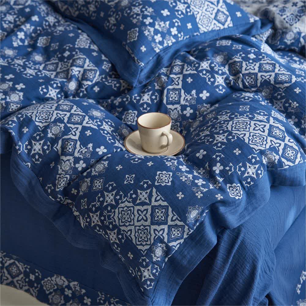Set di biancheria da letto in garza vintage di puro cotone (4 pezzi)