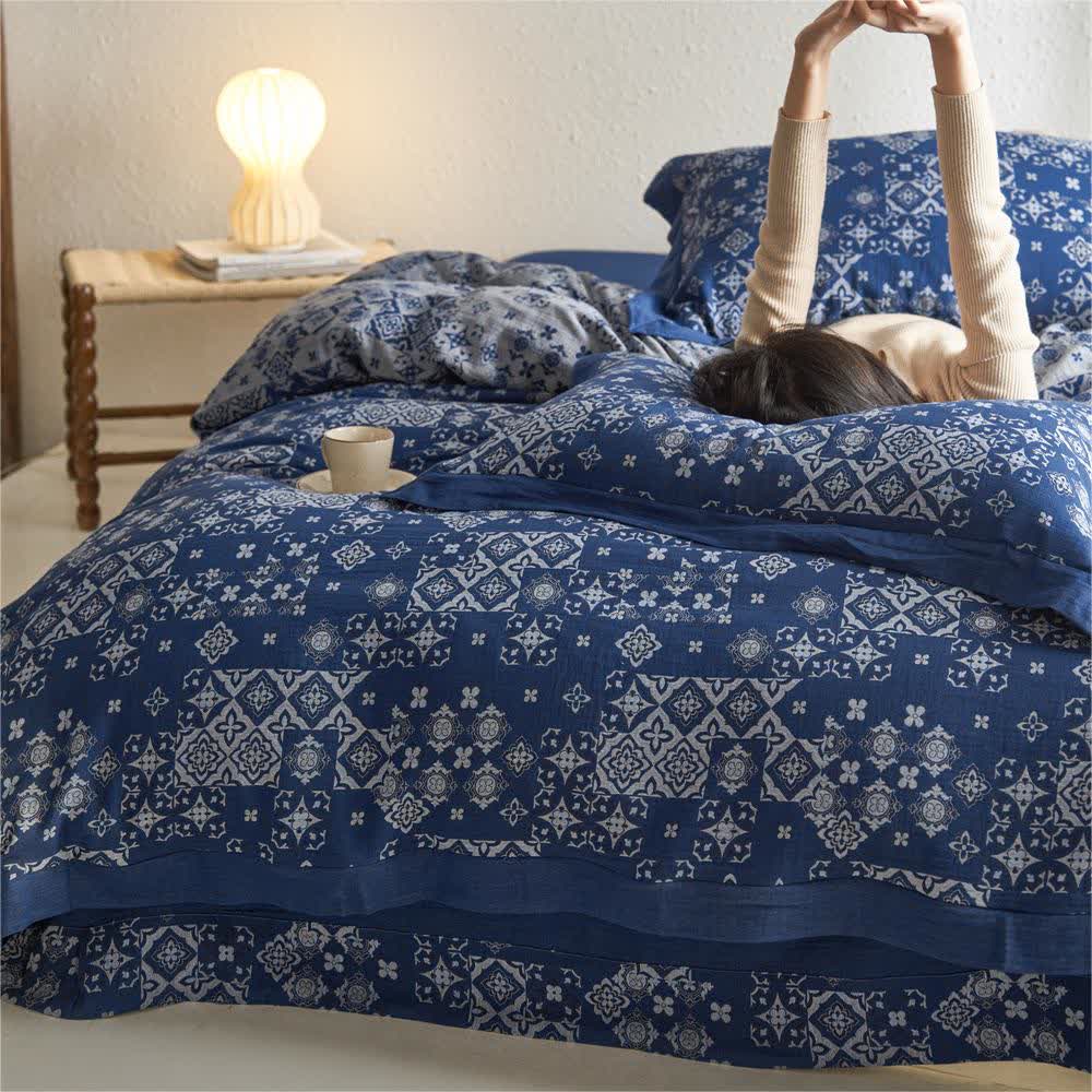 Set di biancheria da letto in garza vintage di puro cotone (4 pezzi)