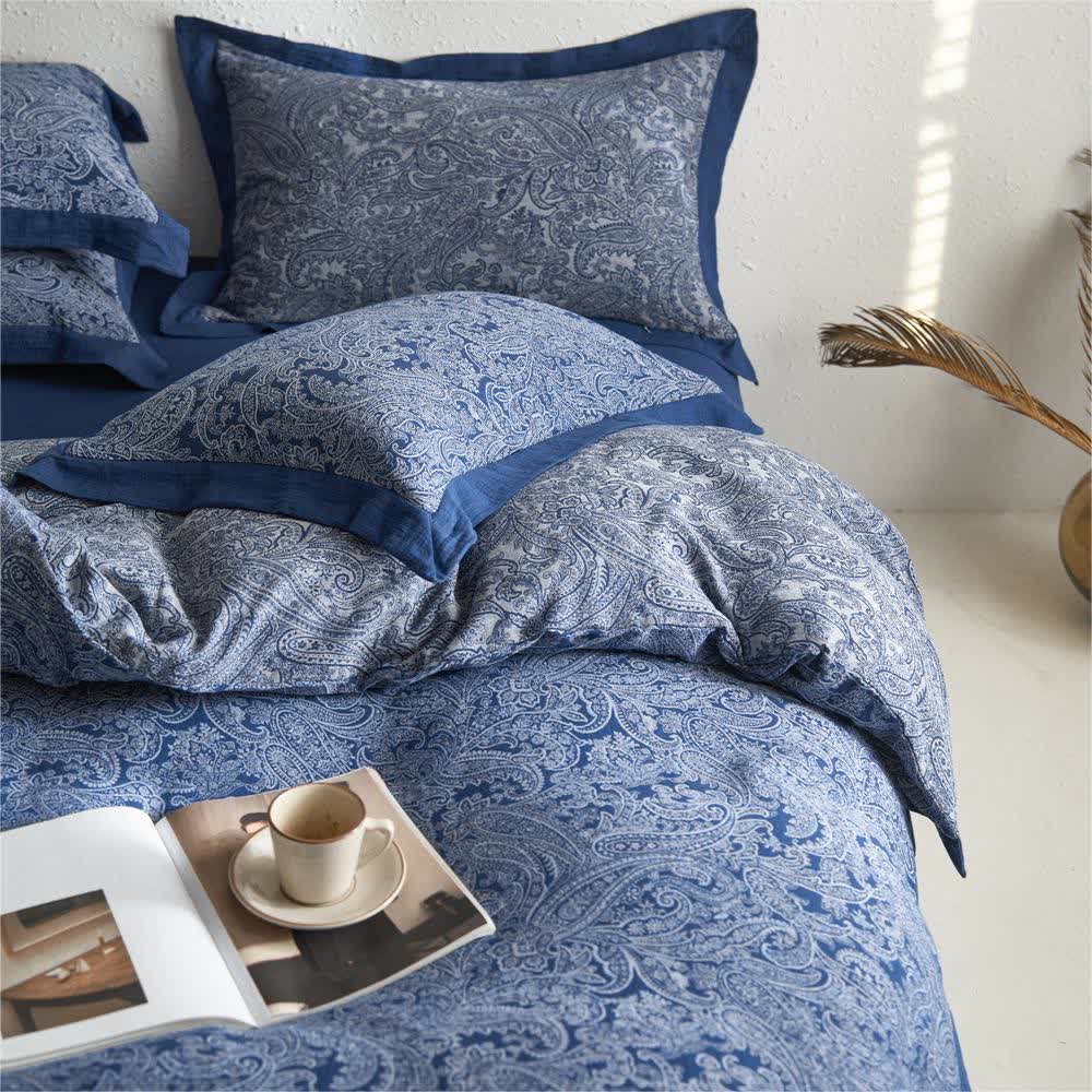 Set di biancheria da letto vintage in garza di cotone jacquard (4 pezzi)