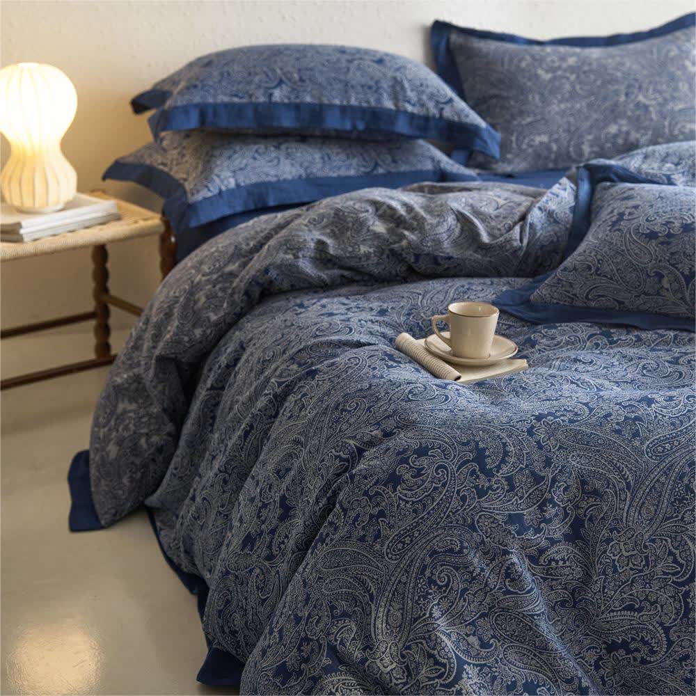 Set di biancheria da letto vintage in garza di cotone jacquard (4 pezzi)