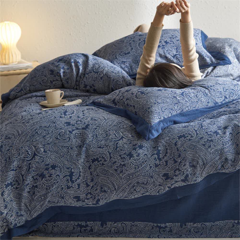 Set di biancheria da letto vintage in garza di cotone jacquard (4 pezzi)