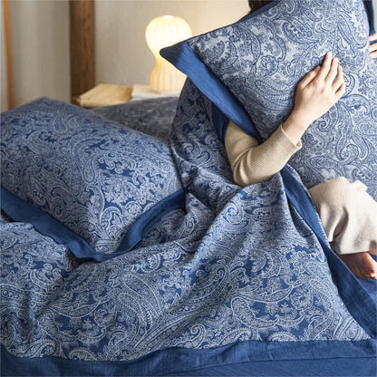 Set di biancheria da letto vintage in garza di cotone jacquard (4 pezzi)