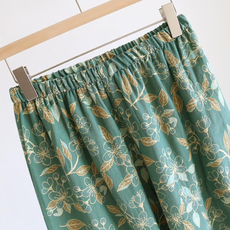 Pigiama casual in cotone con stampa floreale vintage