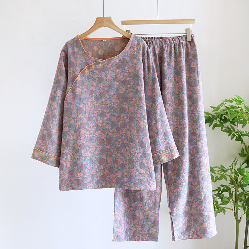 Pigiama casual elegante in cotone con stampa floreale
